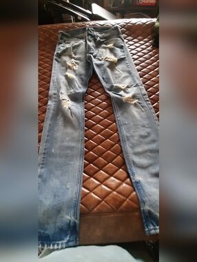 PacSun Men's Light Blue Distressed Skinny Jeans